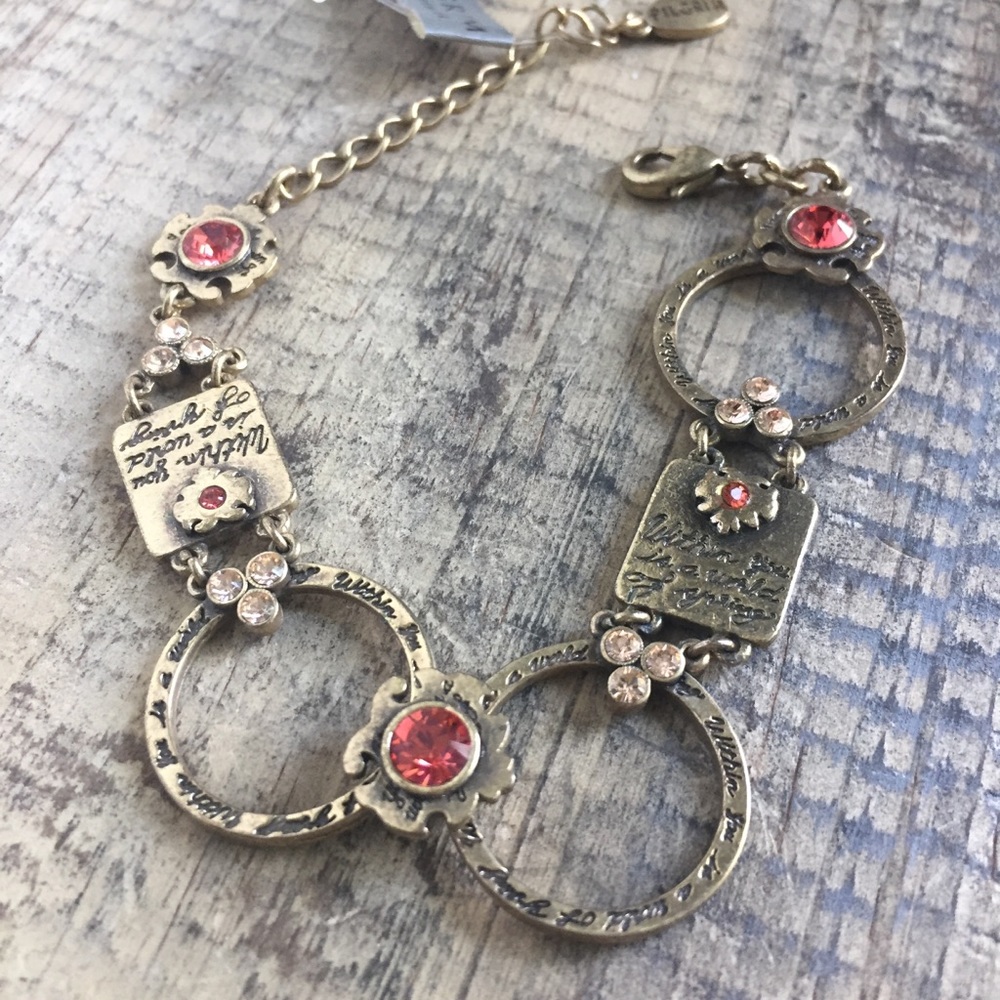Pilgrim Gold and coral crystal bracelet